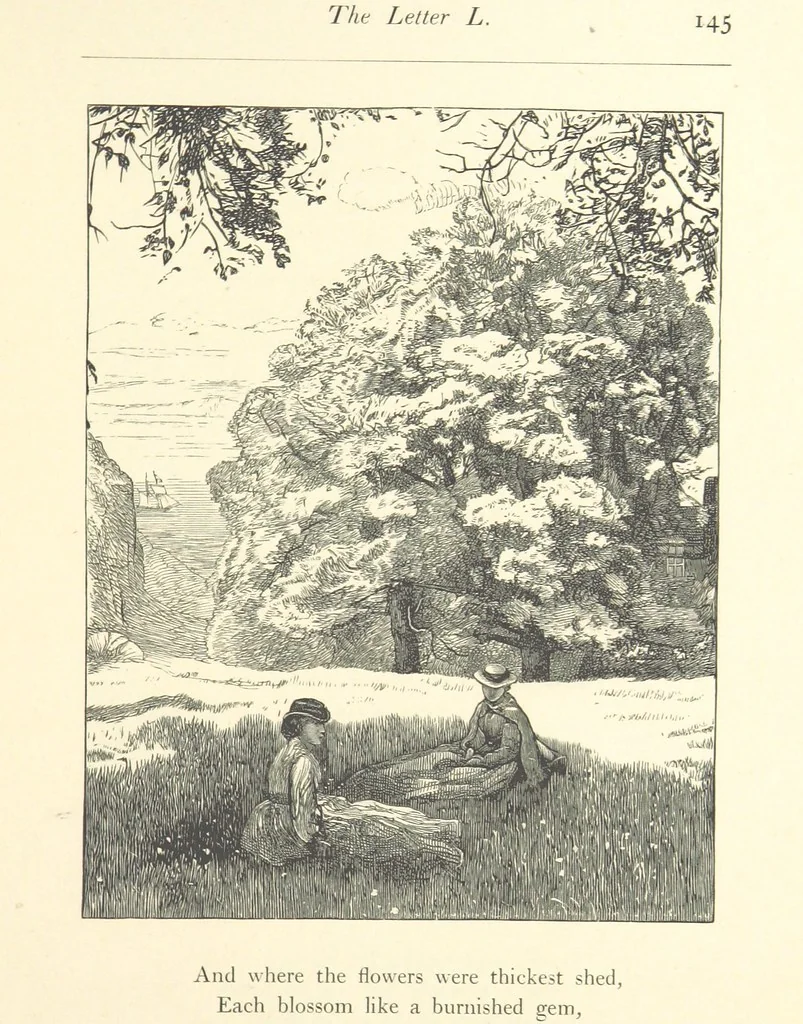 An illustration from Poems ... With illustrations by G. J. Pinwell, E. J. Poynter, ... engraved by the Brothers Dalziel, 1867, leaf 169
