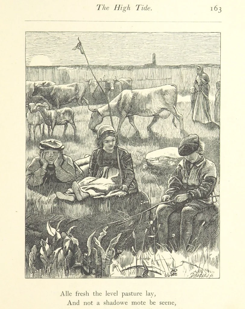 An illustration from Poems ... With illustrations by G. J. Pinwell, E. J. Poynter, ... engraved by the Brothers Dalziel, 1867, leaf 187