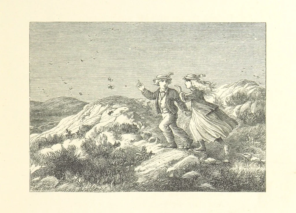 An illustration from Poems ... With illustrations by G. J. Pinwell, E. J. Poynter, ... engraved by the Brothers Dalziel, 1867, leaf 25