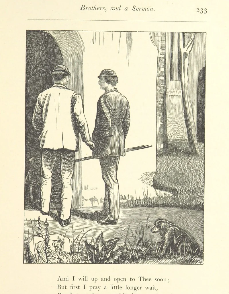 An illustration from Poems ... With illustrations by G. J. Pinwell, E. J. Poynter, ... engraved by the Brothers Dalziel, 1867, leaf 257