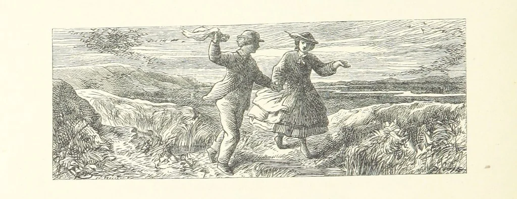 An illustration from Poems ... With illustrations by G. J. Pinwell, E. J. Poynter, ... engraved by the Brothers Dalziel, 1867, leaf 28