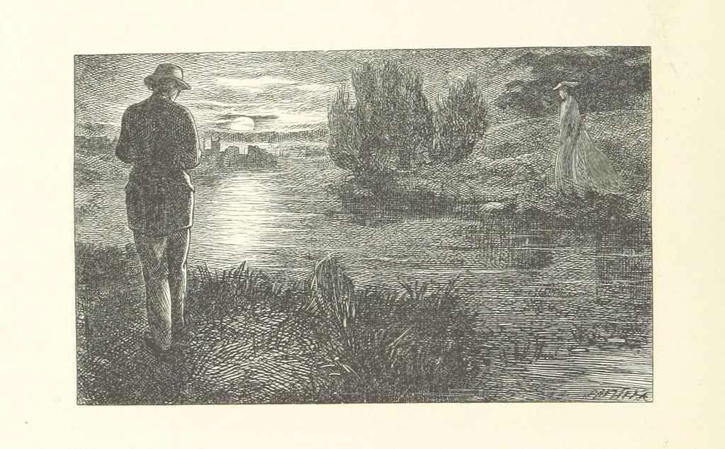 An illustration from Poems ... With illustrations by G. J. Pinwell, E. J. Poynter, ... engraved by the Brothers Dalziel, 1867, leaf 30