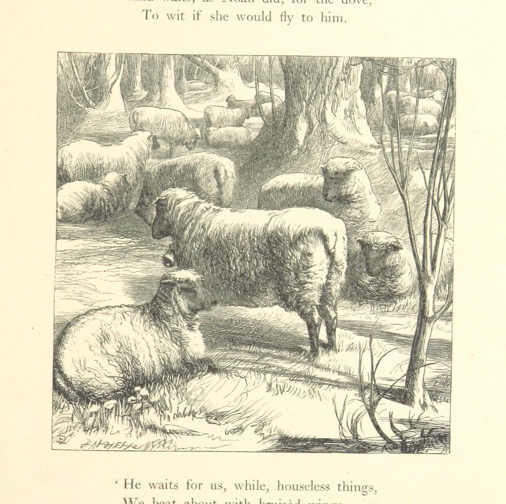 An illustration from Poems ... With illustrations by G. J. Pinwell, E. J. Poynter, ... engraved by the Brothers Dalziel, 1867, leaf 87