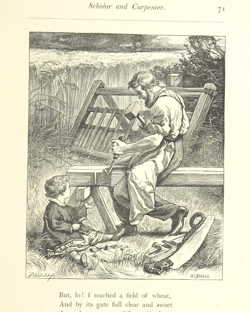 An illustration from Poems ... With illustrations by G. J. Pinwell, E. J. Poynter, ... engraved by the Brothers Dalziel, 1867, leaf 95