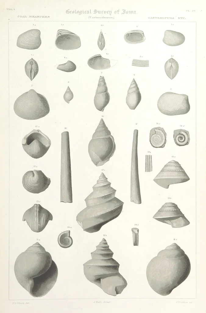 An illustration from Report on the Geological Survey of Iowa. By J. Hall, J. D. Whitney. [With maps.] vol. 1, 1858, leaf 355
