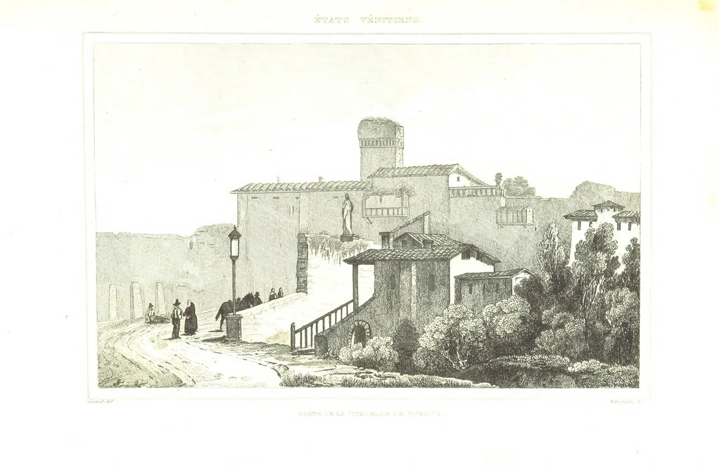 An illustration from Italie Pittoresque. Tableau historique et descriptif de l'Italie, du Piémont, de la Sardaigne, de Malte, de la Sicile et de la Corse, par ... De Norvins, C. Nodier ... Orné de dessins, etc, 1834, leaf 195