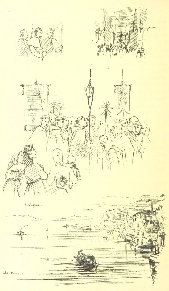 An illustration from Beaten Tracks: or, Pen and Pencil Sketches in Italy. By the authoress of “A Voyage en Zigzag” [Miss E. Tuckett, 1866, leaf 328
