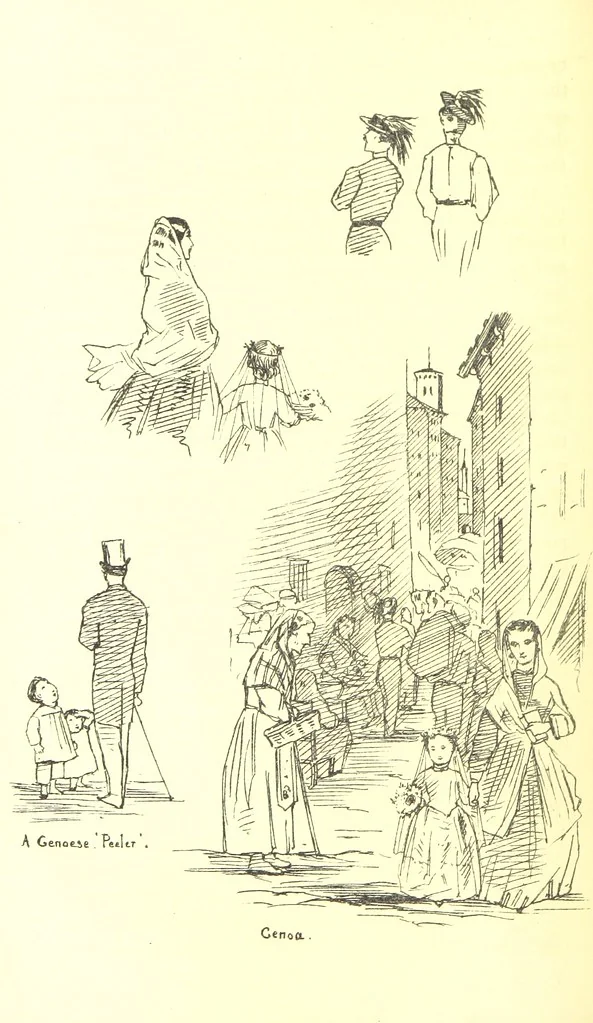 An illustration from Beaten Tracks: or, Pen and Pencil Sketches in Italy. By the authoress of “A Voyage en Zigzag” [Miss E. Tuckett, 1866, leaf 98