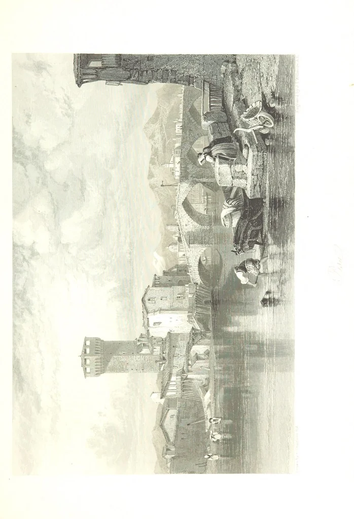 An illustration from Italy, classical, historical and picturesque. Illustrated in a series of views from drawings by Stanfield, R. A., Roberts, R. A., Harding, Prout, Leitch, Brockedon, Barnard, &c. &c. With descriptions of the scenes. Preceded by an introductory essay, on the recent history and present condition of Italy and the Italians, by Camillo Mapei (translated by David Dundas Scott), 1859, leaf 159