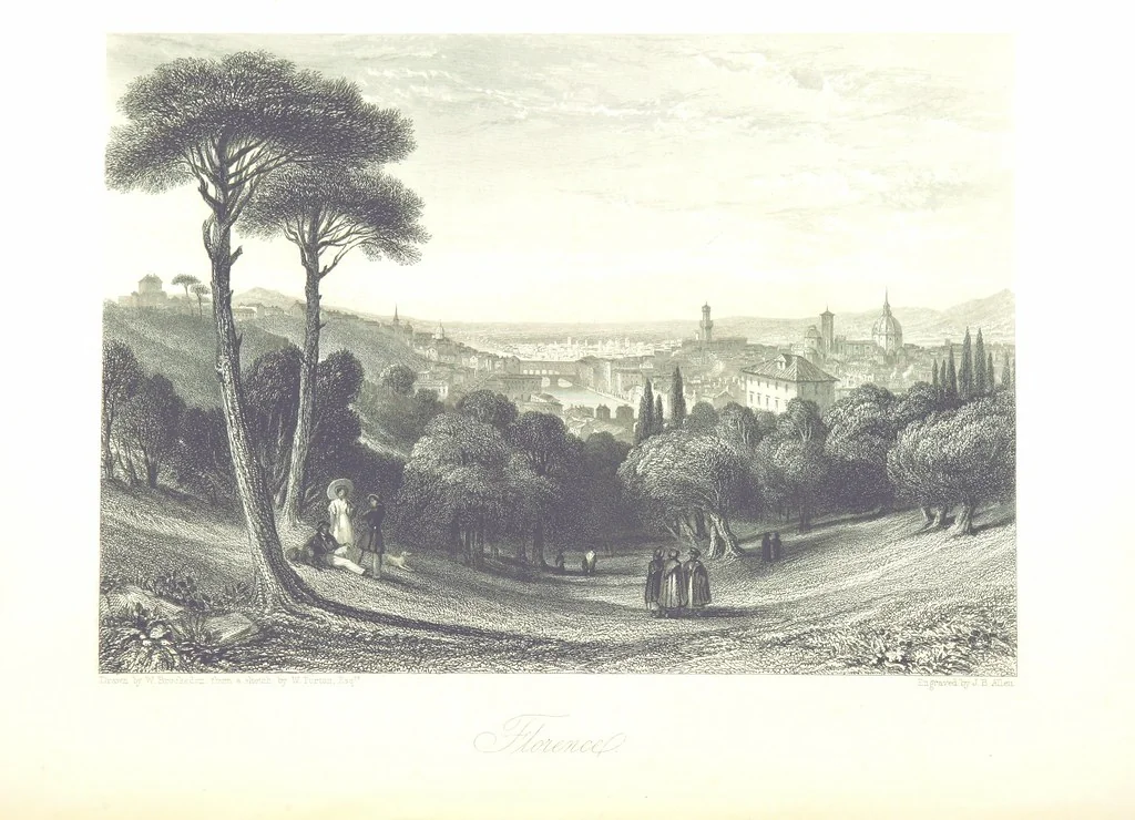 An illustration from Italy, classical, historical and picturesque. Illustrated in a series of views from drawings by Stanfield, R. A., Roberts, R. A., Harding, Prout, Leitch, Brockedon, Barnard, &c. &c. With descriptions of the scenes. Preceded by an introductory essay, on the recent history and present condition of Italy and the Italians, by Camillo Mapei (translated by David Dundas Scott), 1859, leaf 180
