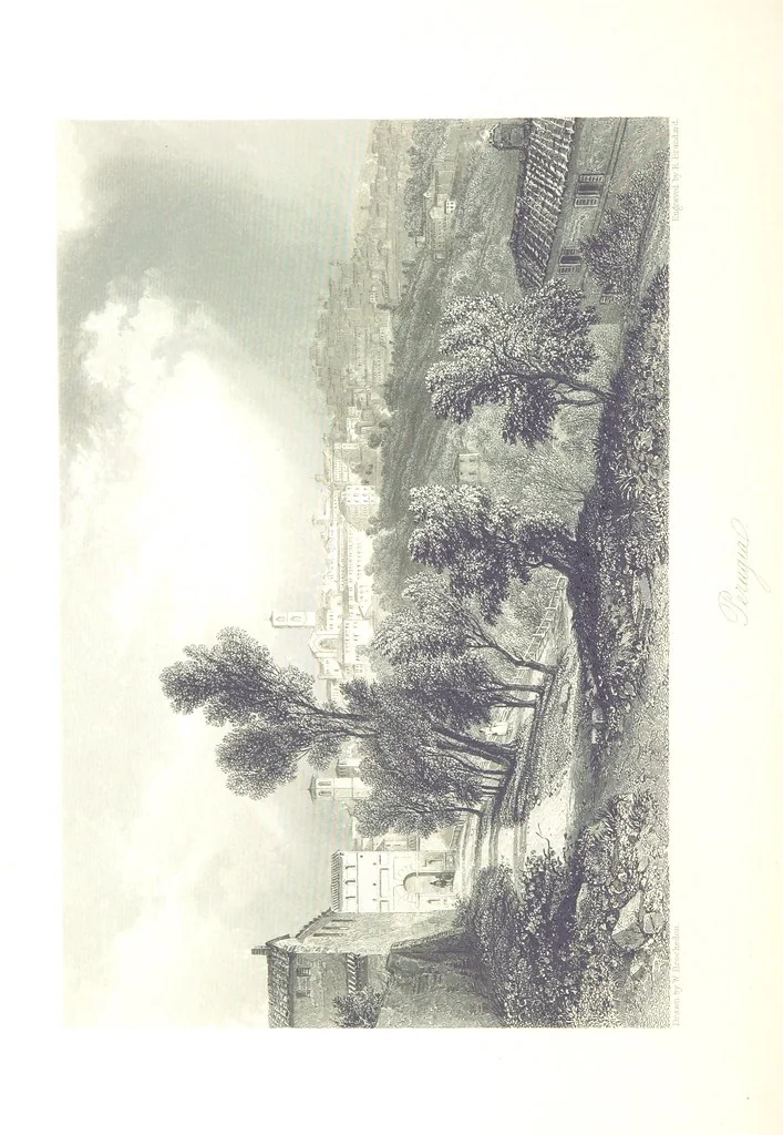 An illustration from Italy, classical, historical and picturesque. Illustrated in a series of views from drawings by Stanfield, R. A., Roberts, R. A., Harding, Prout, Leitch, Brockedon, Barnard, &c. &c. With descriptions of the scenes. Preceded by an introductory essay, on the recent history and present condition of Italy and the Italians, by Camillo Mapei (translated by David Dundas Scott), 1859, leaf 218
