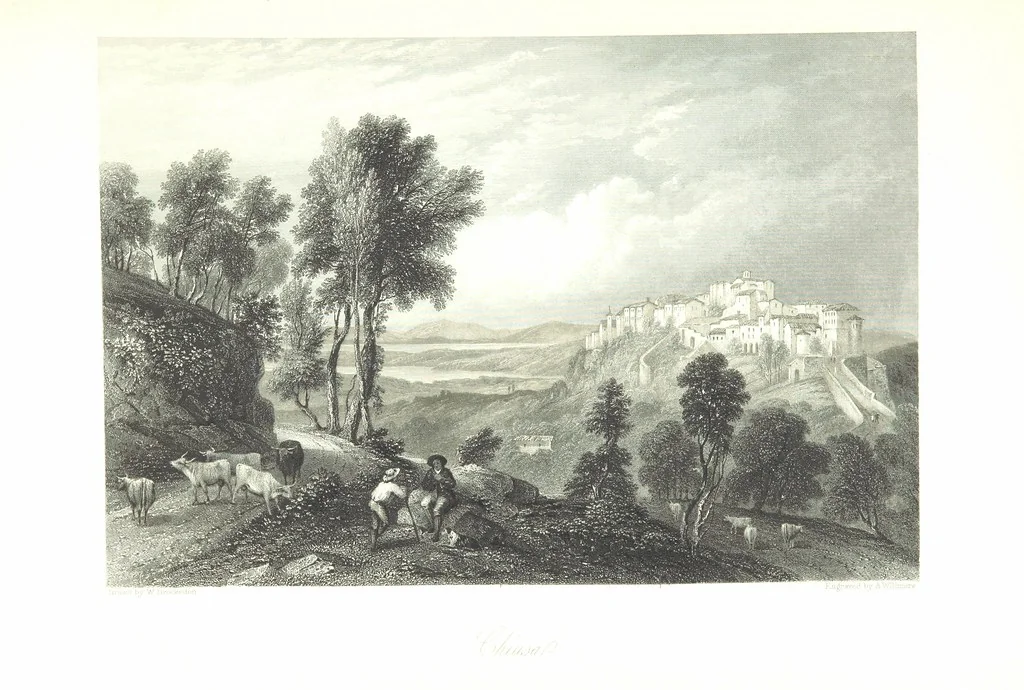 An illustration from Italy, classical, historical and picturesque. Illustrated in a series of views from drawings by Stanfield, R. A., Roberts, R. A., Harding, Prout, Leitch, Brockedon, Barnard, &c. &c. With descriptions of the scenes. Preceded by an introductory essay, on the recent history and present condition of Italy and the Italians, by Camillo Mapei (translated by David Dundas Scott), 1859, leaf 223