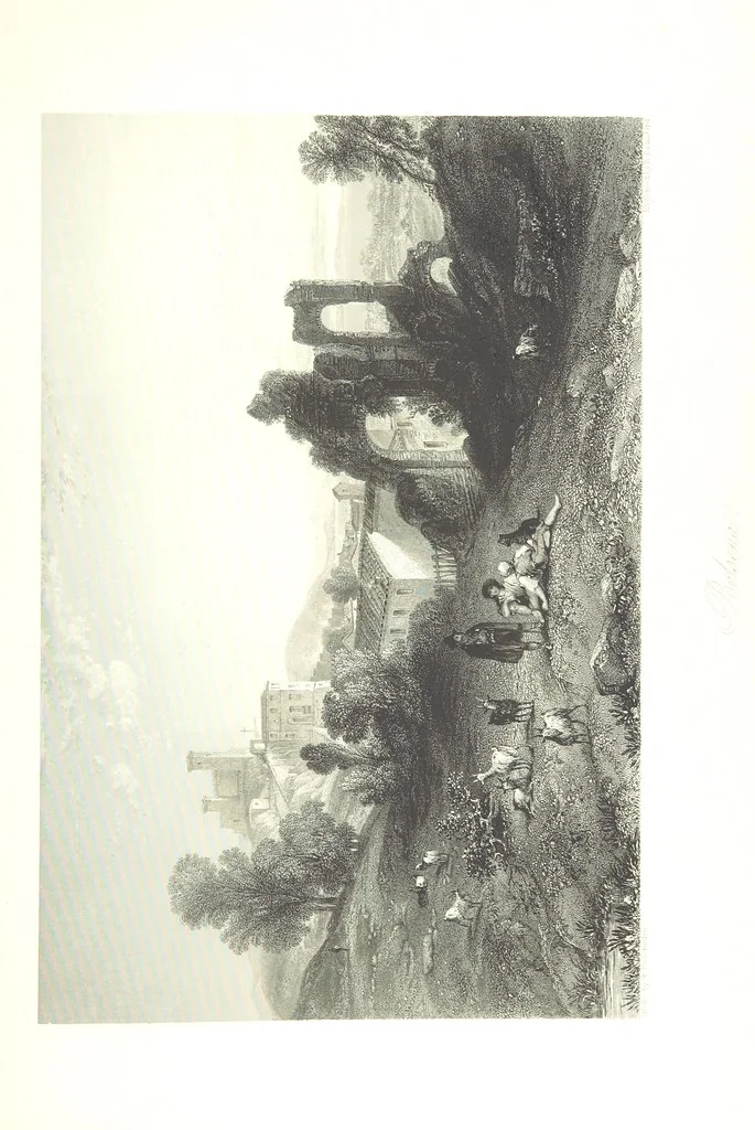 An illustration from Italy, classical, historical and picturesque. Illustrated in a series of views from drawings by Stanfield, R. A., Roberts, R. A., Harding, Prout, Leitch, Brockedon, Barnard, &c. &c. With descriptions of the scenes. Preceded by an introductory essay, on the recent history and present condition of Italy and the Italians, by Camillo Mapei (translated by David Dundas Scott), 1859, leaf 235