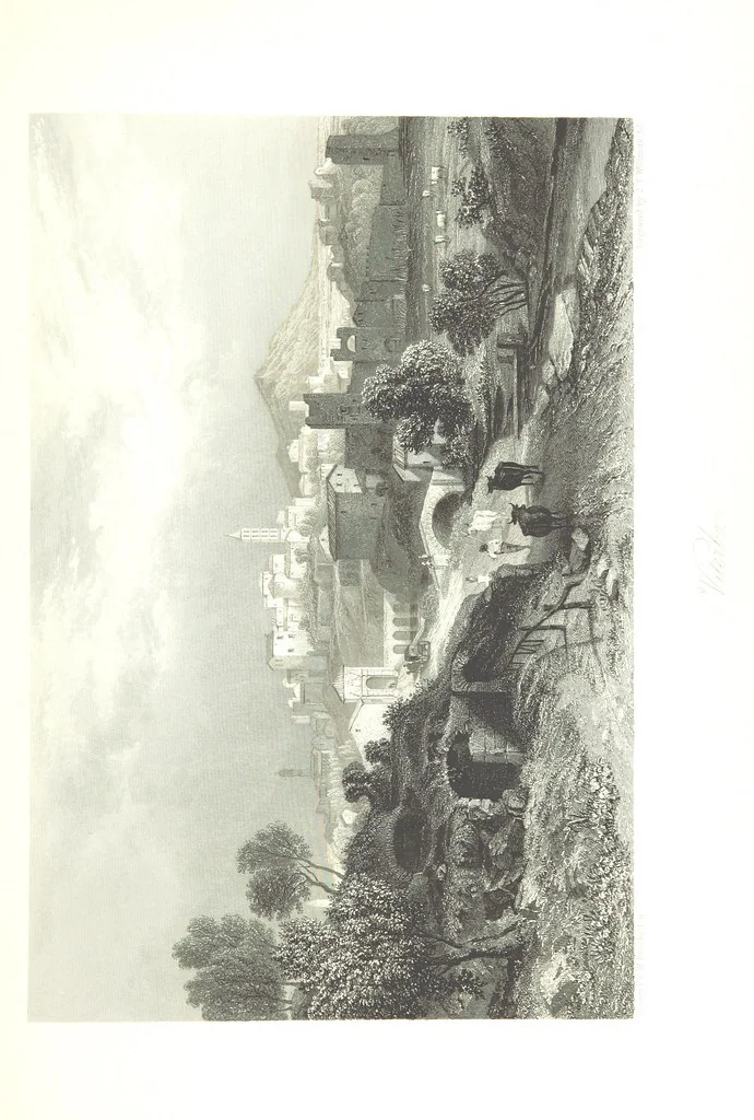 An illustration from Italy, classical, historical and picturesque. Illustrated in a series of views from drawings by Stanfield, R. A., Roberts, R. A., Harding, Prout, Leitch, Brockedon, Barnard, &c. &c. With descriptions of the scenes. Preceded by an introductory essay, on the recent history and present condition of Italy and the Italians, by Camillo Mapei (translated by David Dundas Scott), 1859, leaf 239