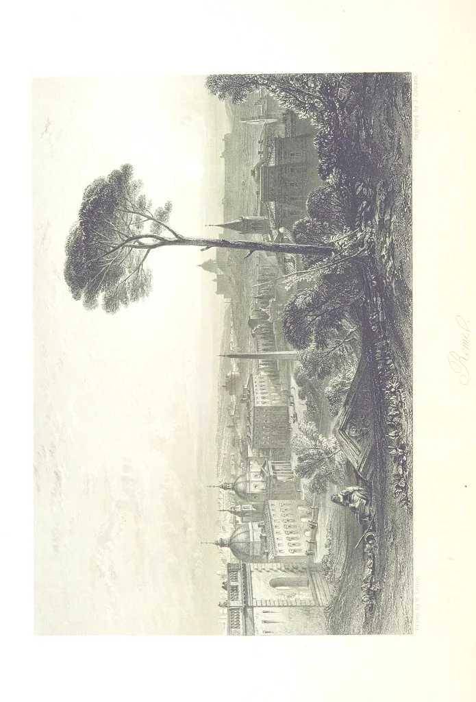 An illustration from Italy, classical, historical and picturesque. Illustrated in a series of views from drawings by Stanfield, R. A., Roberts, R. A., Harding, Prout, Leitch, Brockedon, Barnard, &c. &c. With descriptions of the scenes. Preceded by an introductory essay, on the recent history and present condition of Italy and the Italians, by Camillo Mapei (translated by David Dundas Scott), 1859, leaf 270