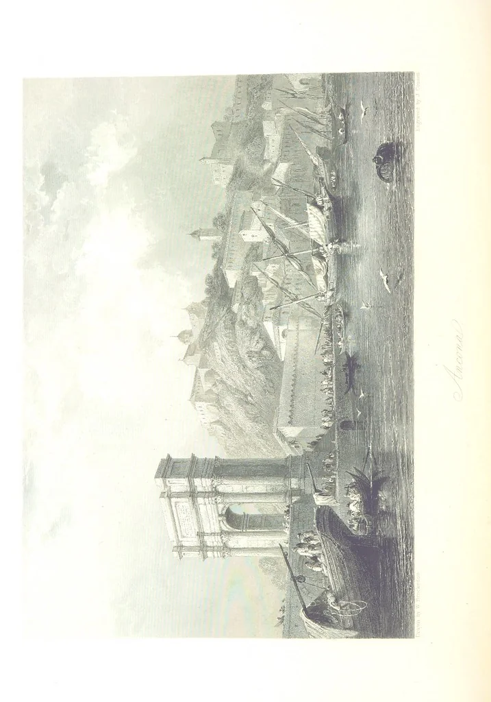 An illustration from Italy, classical, historical and picturesque. Illustrated in a series of views from drawings by Stanfield, R. A., Roberts, R. A., Harding, Prout, Leitch, Brockedon, Barnard, &c. &c. With descriptions of the scenes. Preceded by an introductory essay, on the recent history and present condition of Italy and the Italians, by Camillo Mapei (translated by David Dundas Scott), 1859, leaf 396
