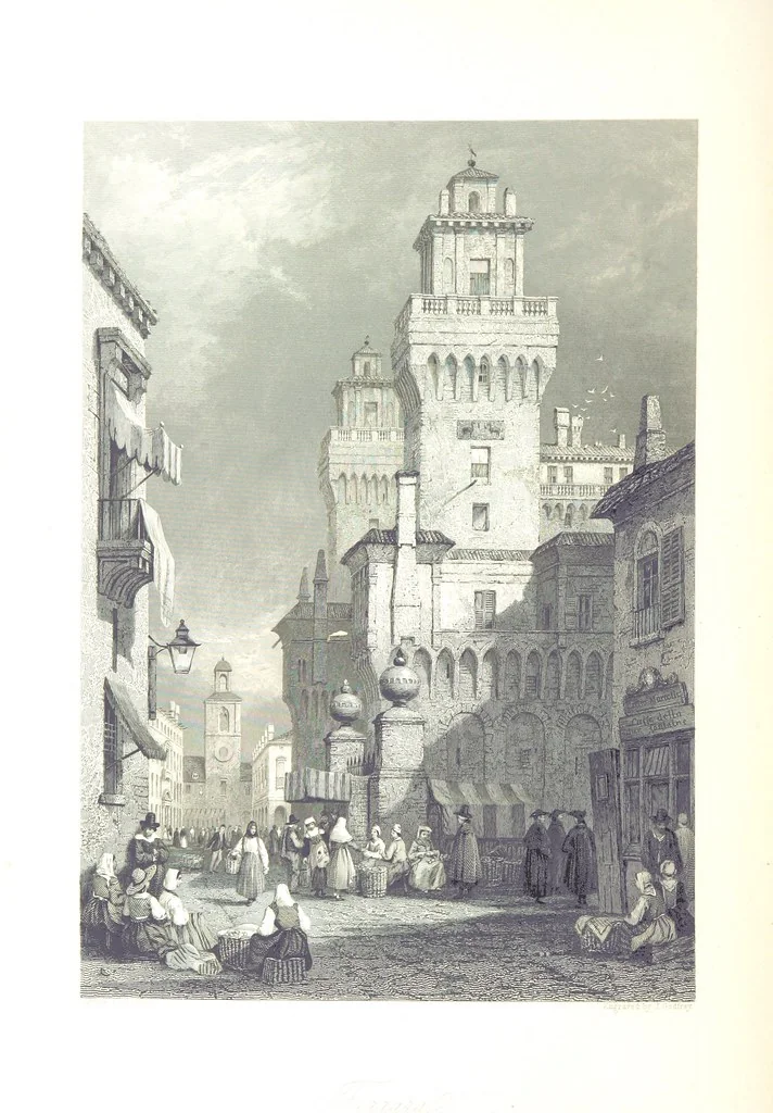 An illustration from Italy, classical, historical and picturesque. Illustrated in a series of views from drawings by Stanfield, R. A., Roberts, R. A., Harding, Prout, Leitch, Brockedon, Barnard, &c. &c. With descriptions of the scenes. Preceded by an introductory essay, on the recent history and present condition of Italy and the Italians, by Camillo Mapei (translated by David Dundas Scott), 1859, leaf 410