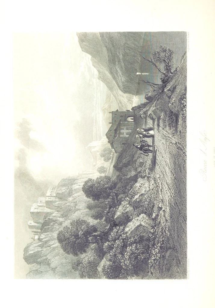 An illustration from Italy, classical, historical and picturesque. Illustrated in a series of views from drawings by Stanfield, R. A., Roberts, R. A., Harding, Prout, Leitch, Brockedon, Barnard, &c. &c. With descriptions of the scenes. Preceded by an introductory essay, on the recent history and present condition of Italy and the Italians, by Camillo Mapei (translated by David Dundas Scott), 1859, leaf 450