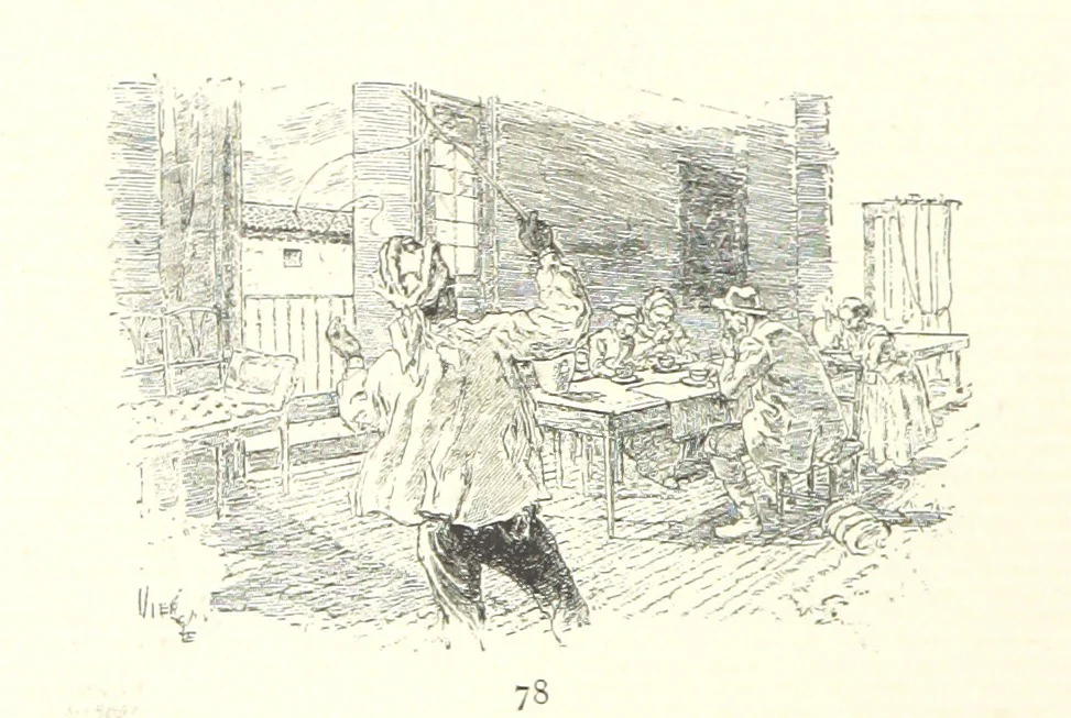 An illustration from On the Trail of Don Quixote: being a record of rambles in the ancient province of La Mancha ... Illustrated by D. Vierge, 1897, leaf 112