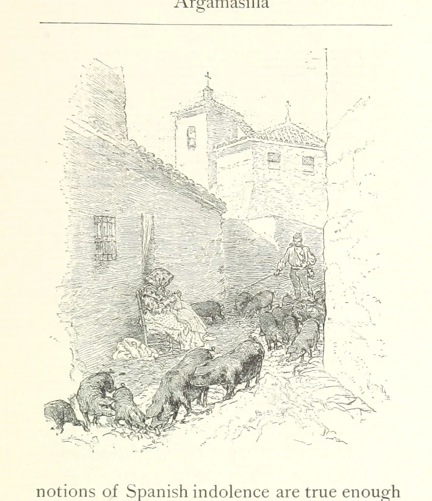 An illustration from On the Trail of Don Quixote: being a record of rambles in the ancient province of La Mancha ... Illustrated by D. Vierge, 1897, leaf 67