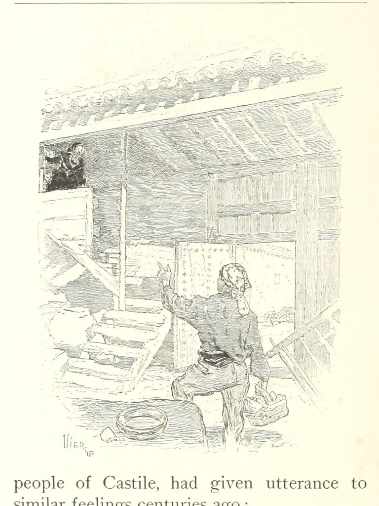 An illustration from On the Trail of Don Quixote: being a record of rambles in the ancient province of La Mancha ... Illustrated by D. Vierge, 1897, leaf 80