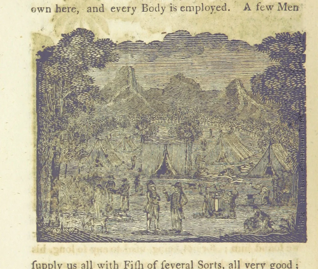 An illustration from Providence Displayed: or, the remarkable adventures of Alexander Selkirk, who lived four years and four months by himself, on the island of Juan Fernandez ... To which is added a supplement, containing the history of P. Serrano, E. How, and others left in similar situations, 1800, leaf 128