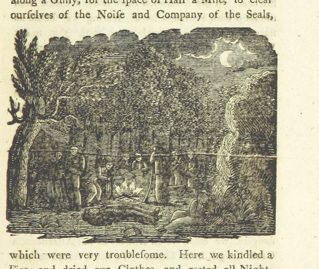 An illustration from Providence Displayed: or, the remarkable adventures of Alexander Selkirk, who lived four years and four months by himself, on the island of Juan Fernandez ... To which is added a supplement, containing the history of P. Serrano, E. How, and others left in similar situations, 1800, leaf 27