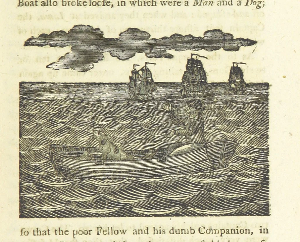 An illustration from Providence Displayed: or, the remarkable adventures of Alexander Selkirk, who lived four years and four months by himself, on the island of Juan Fernandez ... To which is added a supplement, containing the history of P. Serrano, E. How, and others left in similar situations, 1800, leaf 59