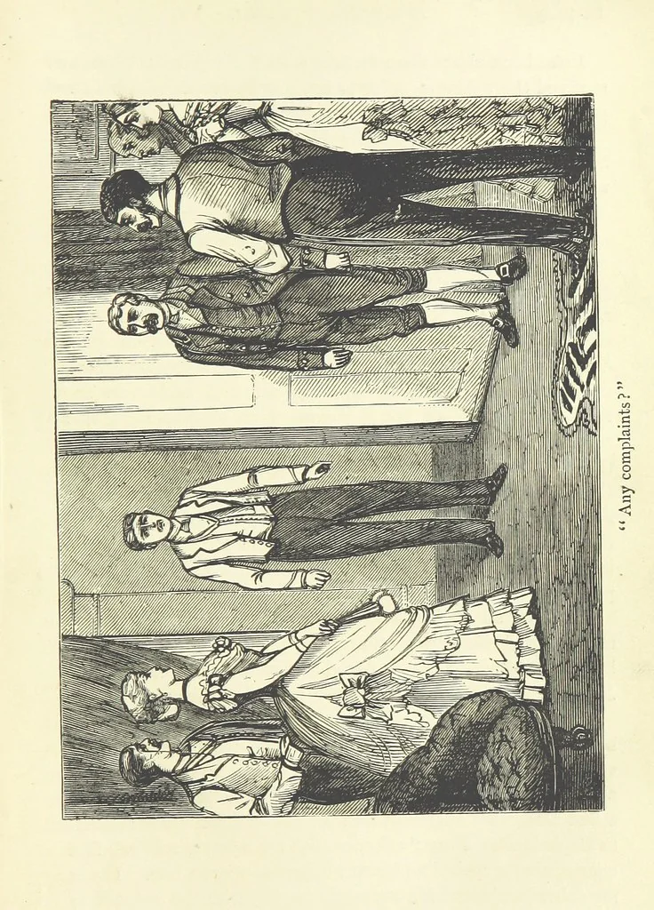 An illustration from With the Colours; or, the piping times of peace ... With illustrations by R. Simkin, 1881, leaf 153