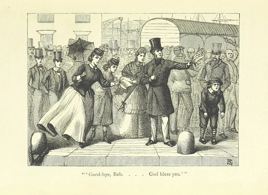 An illustration from With the Colours; or, the piping times of peace ... With illustrations by R. Simkin, 1881, leaf 27