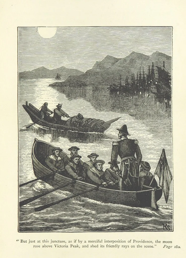 An illustration from With the Colours; or, the piping times of peace ... With illustrations by R. Simkin, 1881, leaf 305