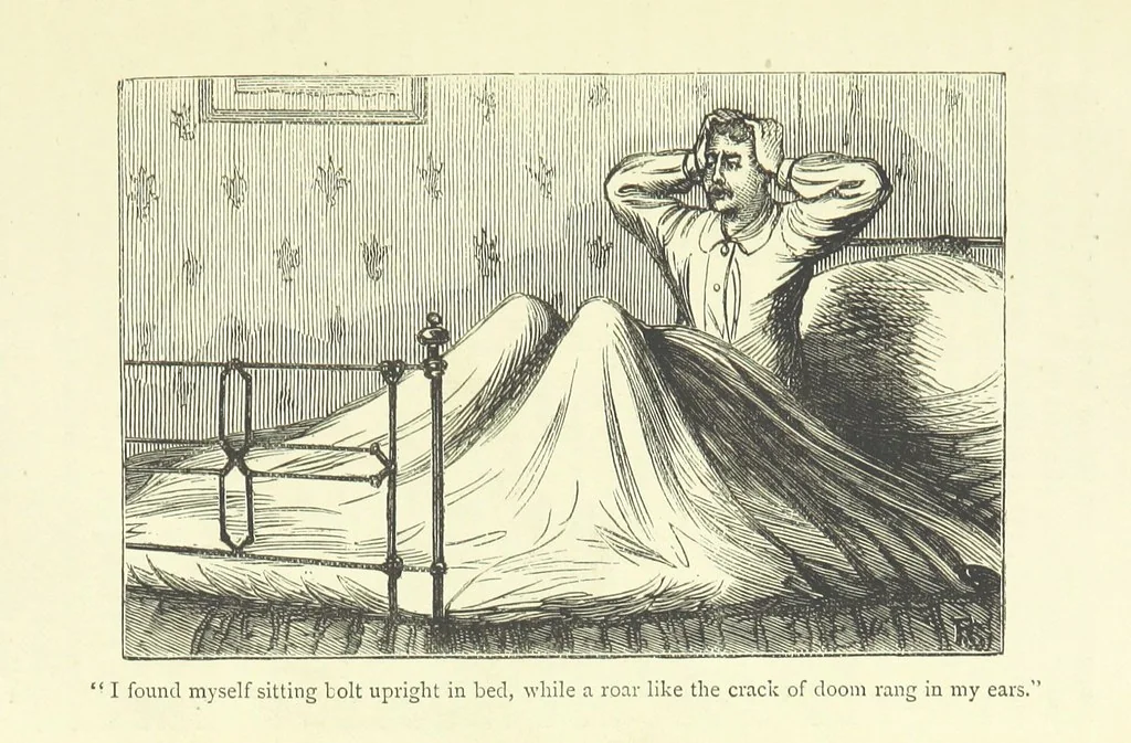 An illustration from With the Colours; or, the piping times of peace ... With illustrations by R. Simkin, 1881, leaf 45