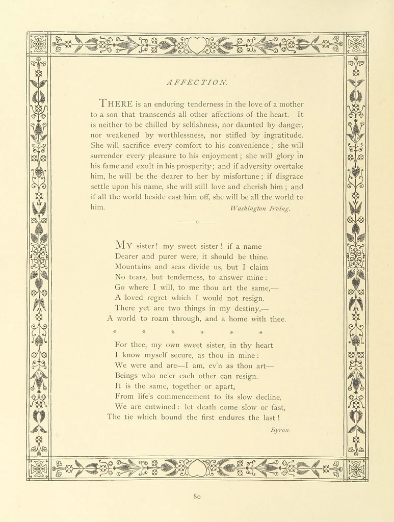 An illustration from The Nobility of Life, its graces and virtues, portrayed in prose and verse by the best writers. Selected and edited by L. Valentine. With twenty-four original pictures printed in colours, elaborate borders, etc, 1869, leaf 114