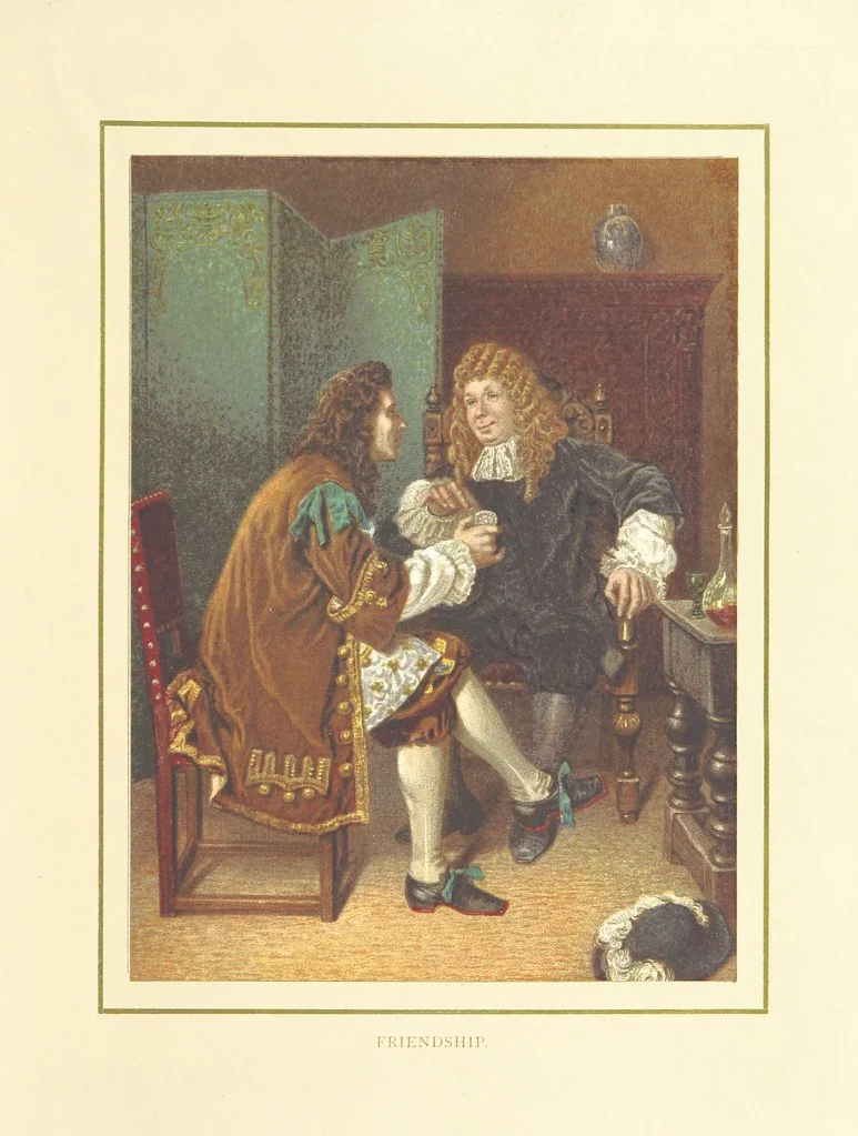 An illustration from The Nobility of Life, its graces and virtues, portrayed in prose and verse by the best writers. Selected and edited by L. Valentine. With twenty-four original pictures printed in colours, elaborate borders, etc, 1869, leaf 121