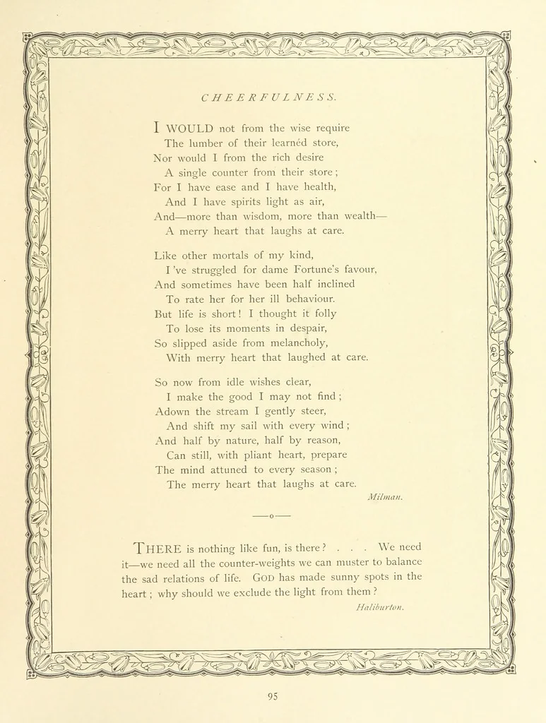 An illustration from The Nobility of Life, its graces and virtues, portrayed in prose and verse by the best writers. Selected and edited by L. Valentine. With twenty-four original pictures printed in colours, elaborate borders, etc, 1869, leaf 133