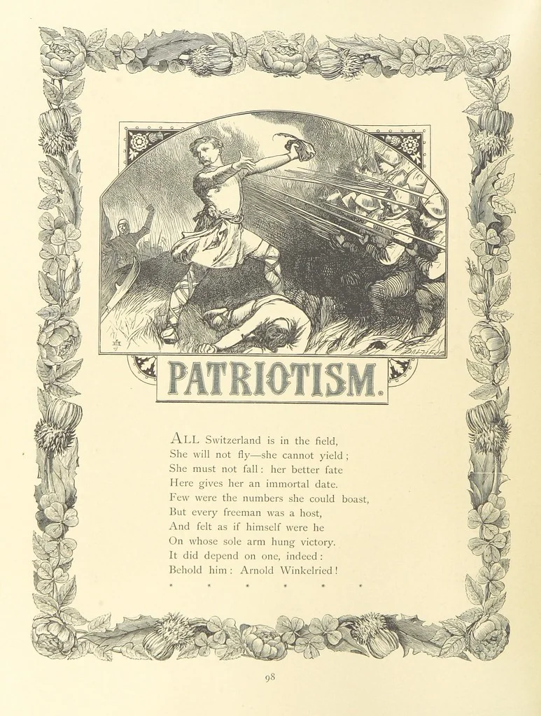 An illustration from The Nobility of Life, its graces and virtues, portrayed in prose and verse by the best writers. Selected and edited by L. Valentine. With twenty-four original pictures printed in colours, elaborate borders, etc, 1869, leaf 136