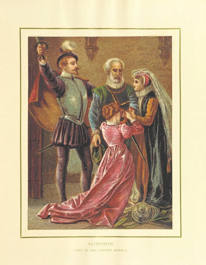 An illustration from The Nobility of Life, its graces and virtues, portrayed in prose and verse by the best writers. Selected and edited by L. Valentine. With twenty-four original pictures printed in colours, elaborate borders, etc, 1869, leaf 141