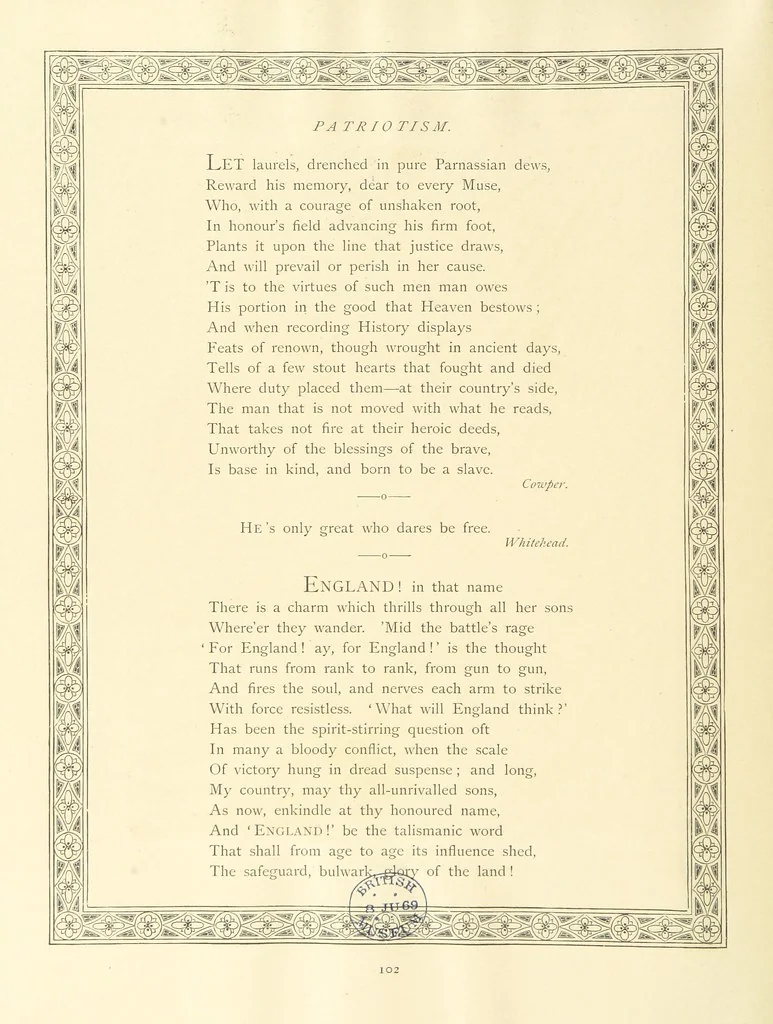 An illustration from The Nobility of Life, its graces and virtues, portrayed in prose and verse by the best writers. Selected and edited by L. Valentine. With twenty-four original pictures printed in colours, elaborate borders, etc, 1869, leaf 142