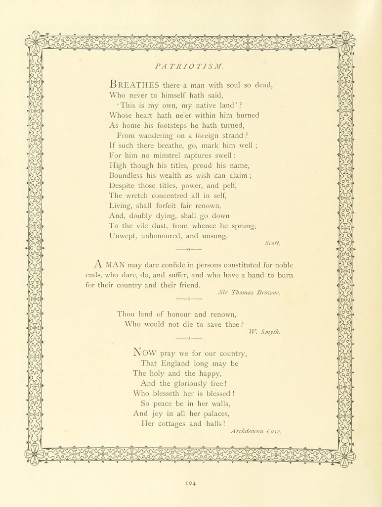 An illustration from The Nobility of Life, its graces and virtues, portrayed in prose and verse by the best writers. Selected and edited by L. Valentine. With twenty-four original pictures printed in colours, elaborate borders, etc, 1869, leaf 144