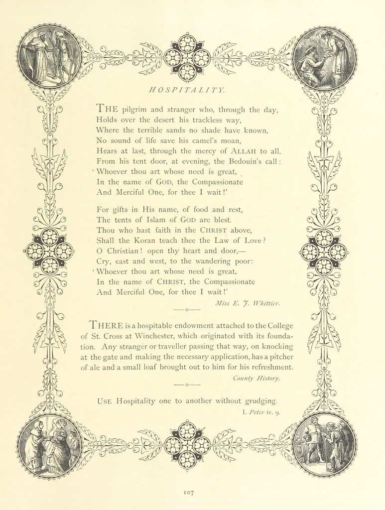 An illustration from The Nobility of Life, its graces and virtues, portrayed in prose and verse by the best writers. Selected and edited by L. Valentine. With twenty-four original pictures printed in colours, elaborate borders, etc, 1869, leaf 147