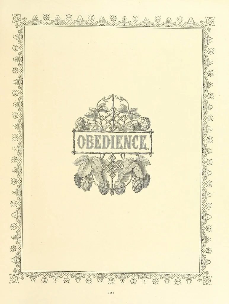 An illustration from The Nobility of Life, its graces and virtues, portrayed in prose and verse by the best writers. Selected and edited by L. Valentine. With twenty-four original pictures printed in colours, elaborate borders, etc, 1869, leaf 165