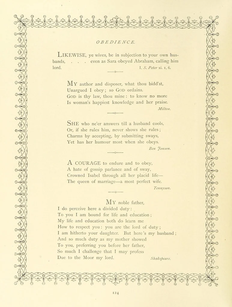 An illustration from The Nobility of Life, its graces and virtues, portrayed in prose and verse by the best writers. Selected and edited by L. Valentine. With twenty-four original pictures printed in colours, elaborate borders, etc, 1869, leaf 168