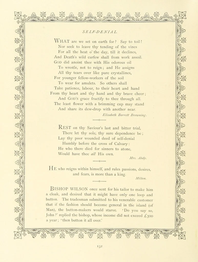 An illustration from The Nobility of Life, its graces and virtues, portrayed in prose and verse by the best writers. Selected and edited by L. Valentine. With twenty-four original pictures printed in colours, elaborate borders, etc, 1869, leaf 178