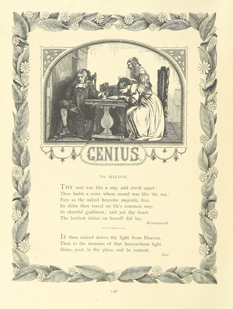 An illustration from The Nobility of Life, its graces and virtues, portrayed in prose and verse by the best writers. Selected and edited by L. Valentine. With twenty-four original pictures printed in colours, elaborate borders, etc, 1869, leaf 196