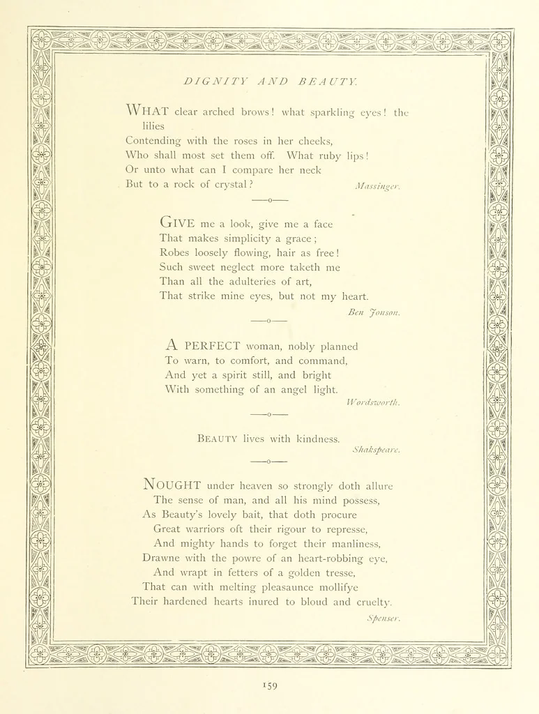 An illustration from The Nobility of Life, its graces and virtues, portrayed in prose and verse by the best writers. Selected and edited by L. Valentine. With twenty-four original pictures printed in colours, elaborate borders, etc, 1869, leaf 213