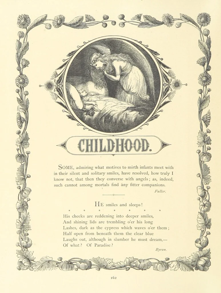 An illustration from The Nobility of Life, its graces and virtues, portrayed in prose and verse by the best writers. Selected and edited by L. Valentine. With twenty-four original pictures printed in colours, elaborate borders, etc, 1869, leaf 216