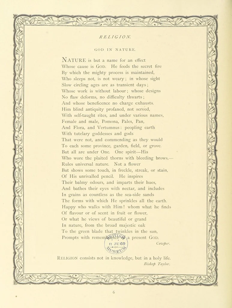 An illustration from The Nobility of Life, its graces and virtues, portrayed in prose and verse by the best writers. Selected and edited by L. Valentine. With twenty-four original pictures printed in colours, elaborate borders, etc, 1869, leaf 22