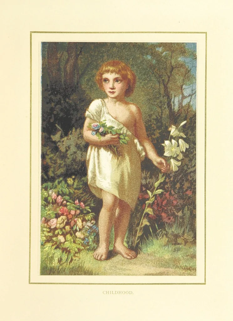 An illustration from The Nobility of Life, its graces and virtues, portrayed in prose and verse by the best writers. Selected and edited by L. Valentine. With twenty-four original pictures printed in colours, elaborate borders, etc, 1869, leaf 221
