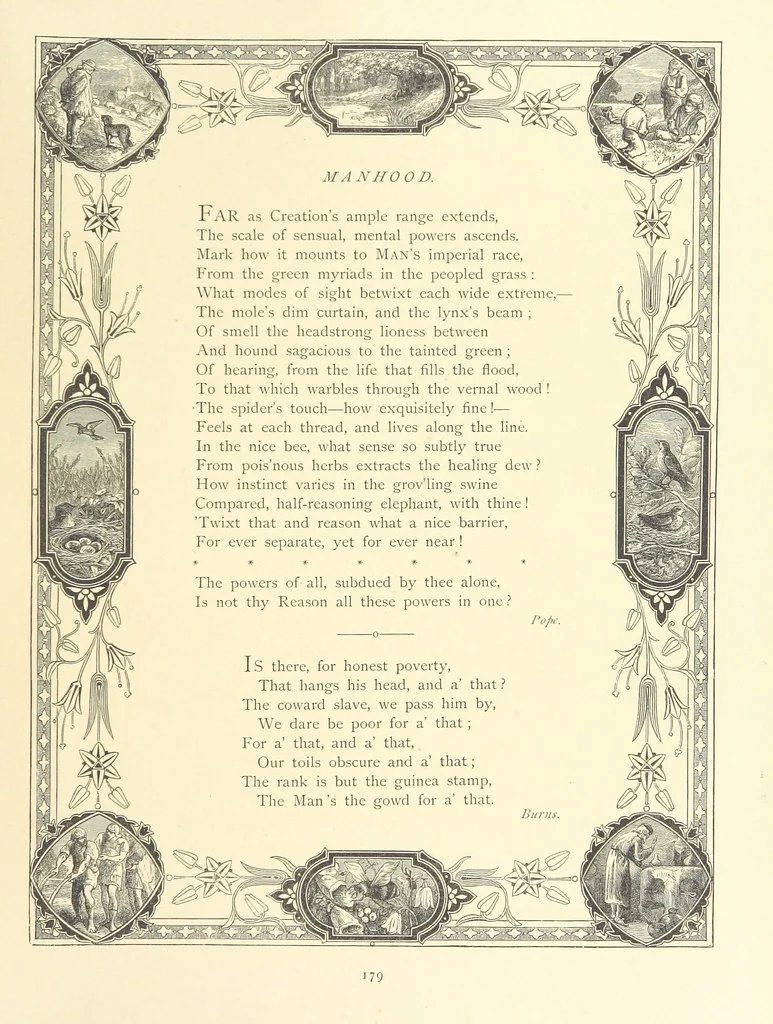 An illustration from The Nobility of Life, its graces and virtues, portrayed in prose and verse by the best writers. Selected and edited by L. Valentine. With twenty-four original pictures printed in colours, elaborate borders, etc, 1869, leaf 237