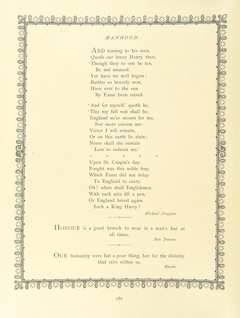 An illustration from The Nobility of Life, its graces and virtues, portrayed in prose and verse by the best writers. Selected and edited by L. Valentine. With twenty-four original pictures printed in colours, elaborate borders, etc, 1869, leaf 238